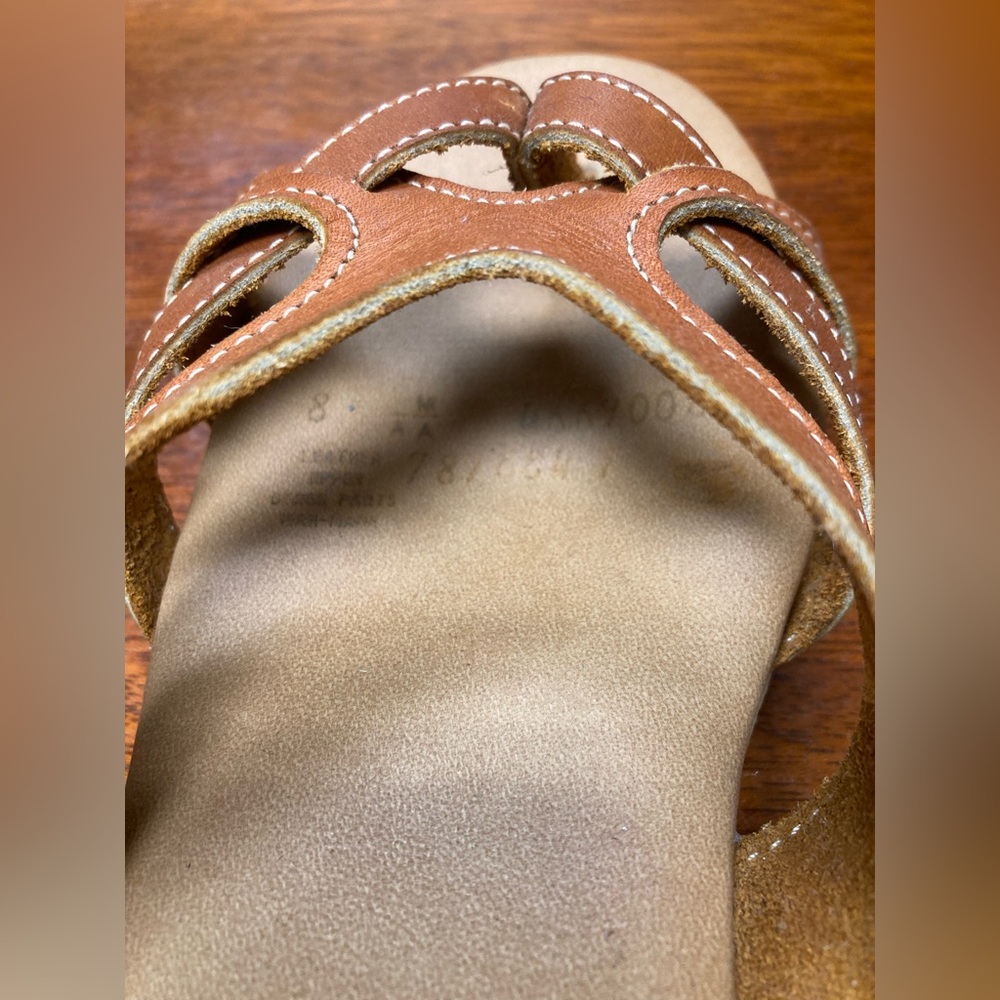 Super rare, vintage Fanfare YoYo’s brown leather thong sandal from the 70’s - Picture 14 of 16